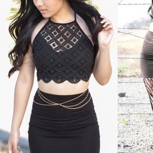 Black Crochet Crop Top